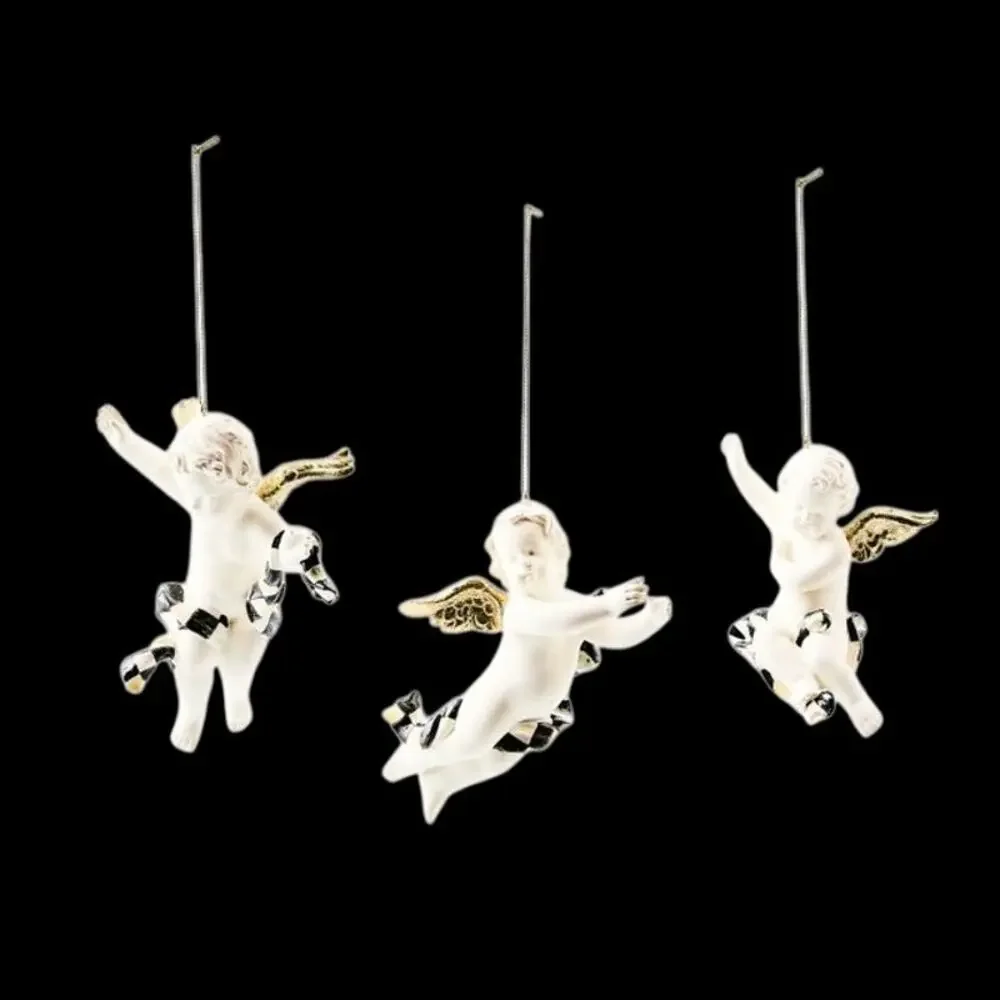 NEW Mackenzie-Childs Courtly Noel Cherub Ornaments, Set of 3